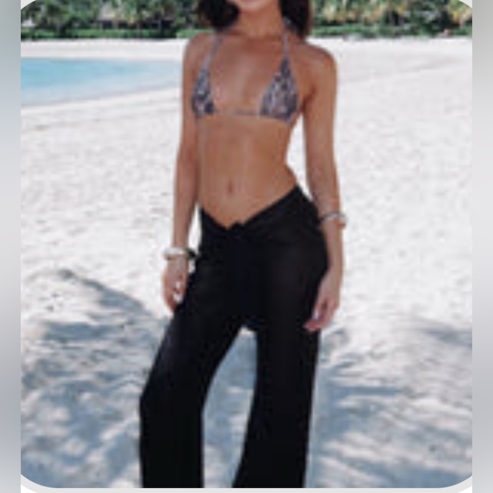 White Fox Boutique Black Wide Leg Mesh Pants
